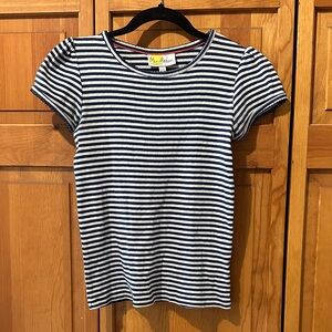 Mini Boden Striped Pointelle Short Sleeved Top